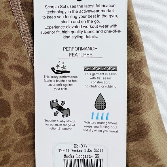 SCORPIO SOL THRILL SEEKER MOCHA LEOPARD ATHLETIC BIKE SHORTS - Picture 5 of 6
